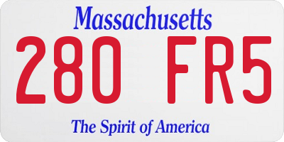 MA license plate 280FR5