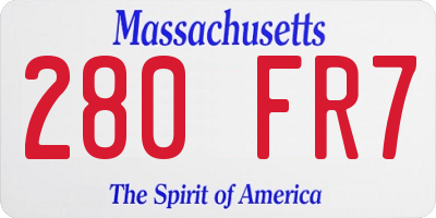 MA license plate 280FR7