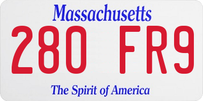MA license plate 280FR9