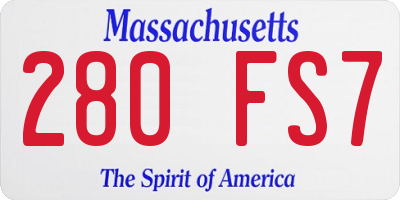 MA license plate 280FS7