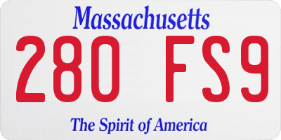 MA license plate 280FS9