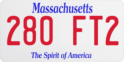 MA license plate 280FT2
