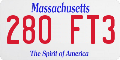 MA license plate 280FT3