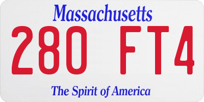 MA license plate 280FT4