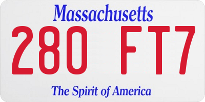 MA license plate 280FT7
