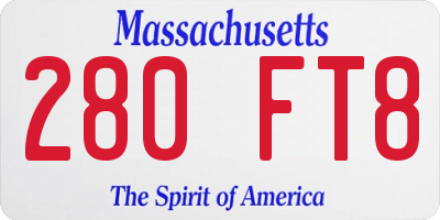 MA license plate 280FT8