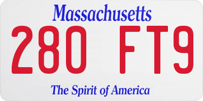 MA license plate 280FT9