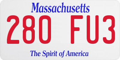 MA license plate 280FU3