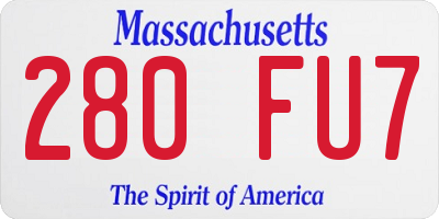 MA license plate 280FU7