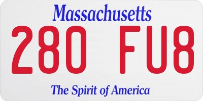 MA license plate 280FU8