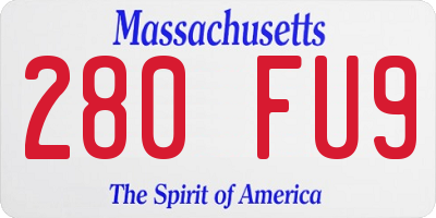 MA license plate 280FU9