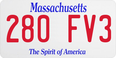 MA license plate 280FV3