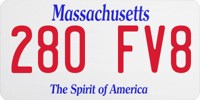 MA license plate 280FV8