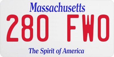 MA license plate 280FW0