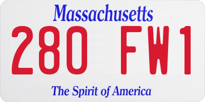 MA license plate 280FW1
