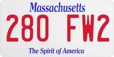 MA license plate 280FW2