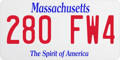 MA license plate 280FW4