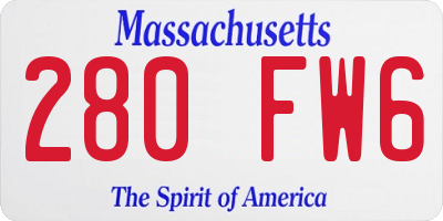 MA license plate 280FW6