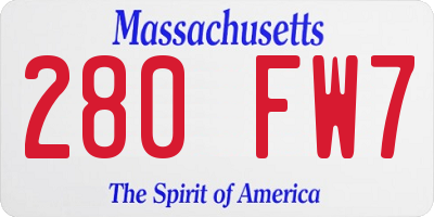 MA license plate 280FW7