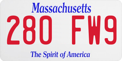 MA license plate 280FW9