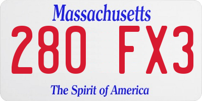 MA license plate 280FX3
