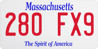 MA license plate 280FX9