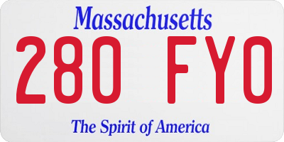 MA license plate 280FY0