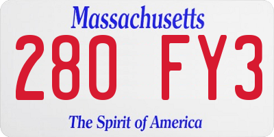 MA license plate 280FY3