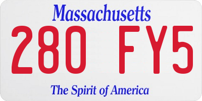 MA license plate 280FY5