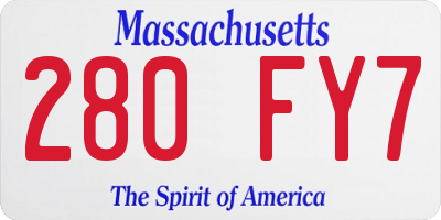 MA license plate 280FY7