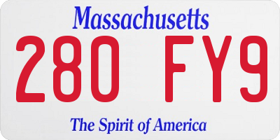 MA license plate 280FY9