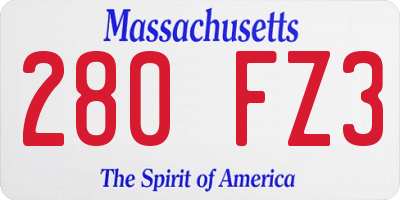 MA license plate 280FZ3