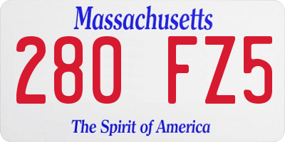 MA license plate 280FZ5