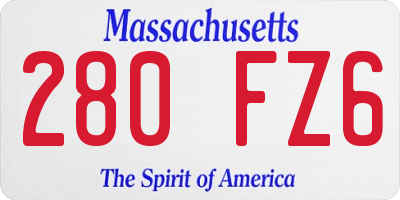 MA license plate 280FZ6