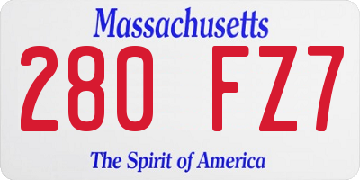 MA license plate 280FZ7