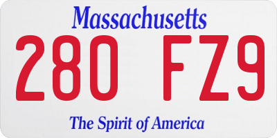 MA license plate 280FZ9