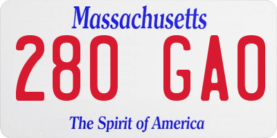 MA license plate 280GA0