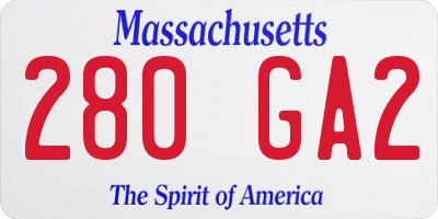 MA license plate 280GA2