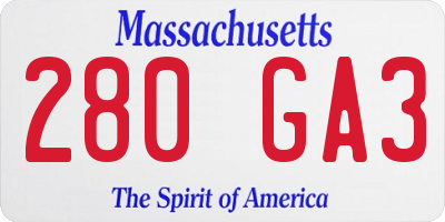 MA license plate 280GA3