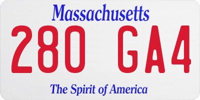 MA license plate 280GA4