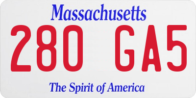 MA license plate 280GA5