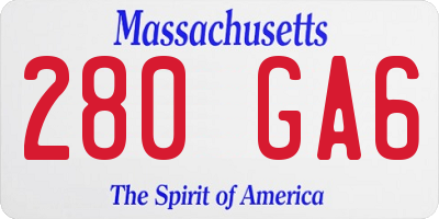 MA license plate 280GA6