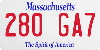 MA license plate 280GA7
