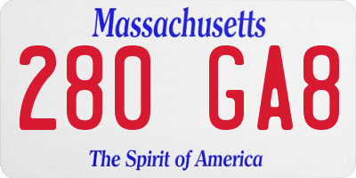 MA license plate 280GA8