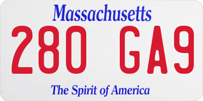 MA license plate 280GA9
