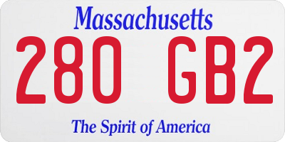 MA license plate 280GB2
