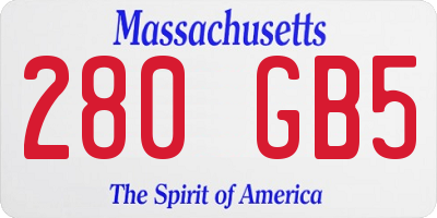 MA license plate 280GB5