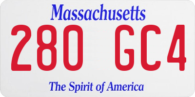MA license plate 280GC4