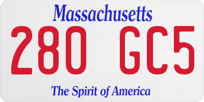 MA license plate 280GC5