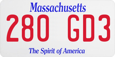 MA license plate 280GD3